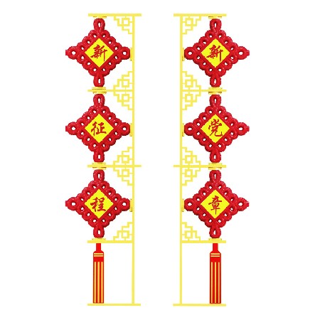 三連串中國結燈戶外led中國結景觀燈防水路燈桿造型春節(jié)掛件裝飾